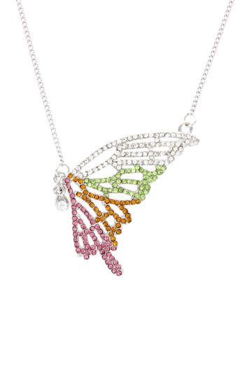 Olivia Welles Float Like A Butterfly Pendant Necklace In Multi