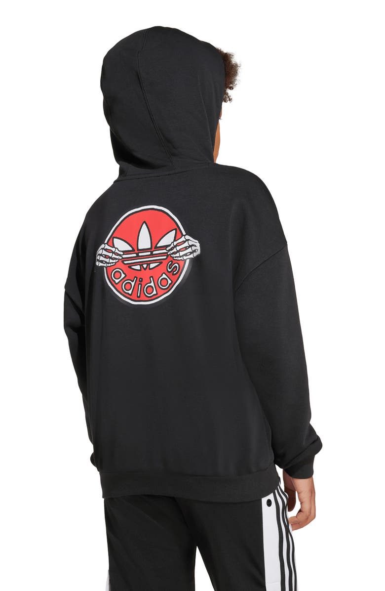 adidas Kids' Skeleton Logo Hoodie, Alternate, color, Black