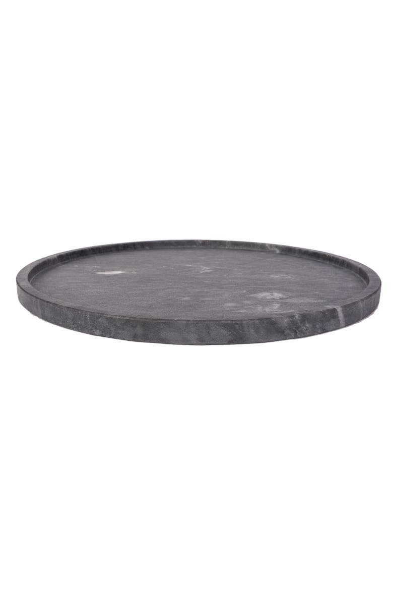 Artifacts Trading Company Decorative Round Marble Tray, Alternate, color, Black Matte