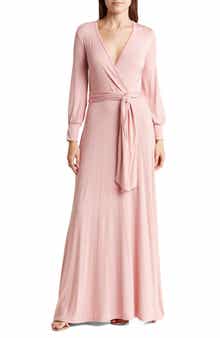 GO COUTURE Long Sleeve Maxi Wrap Dress