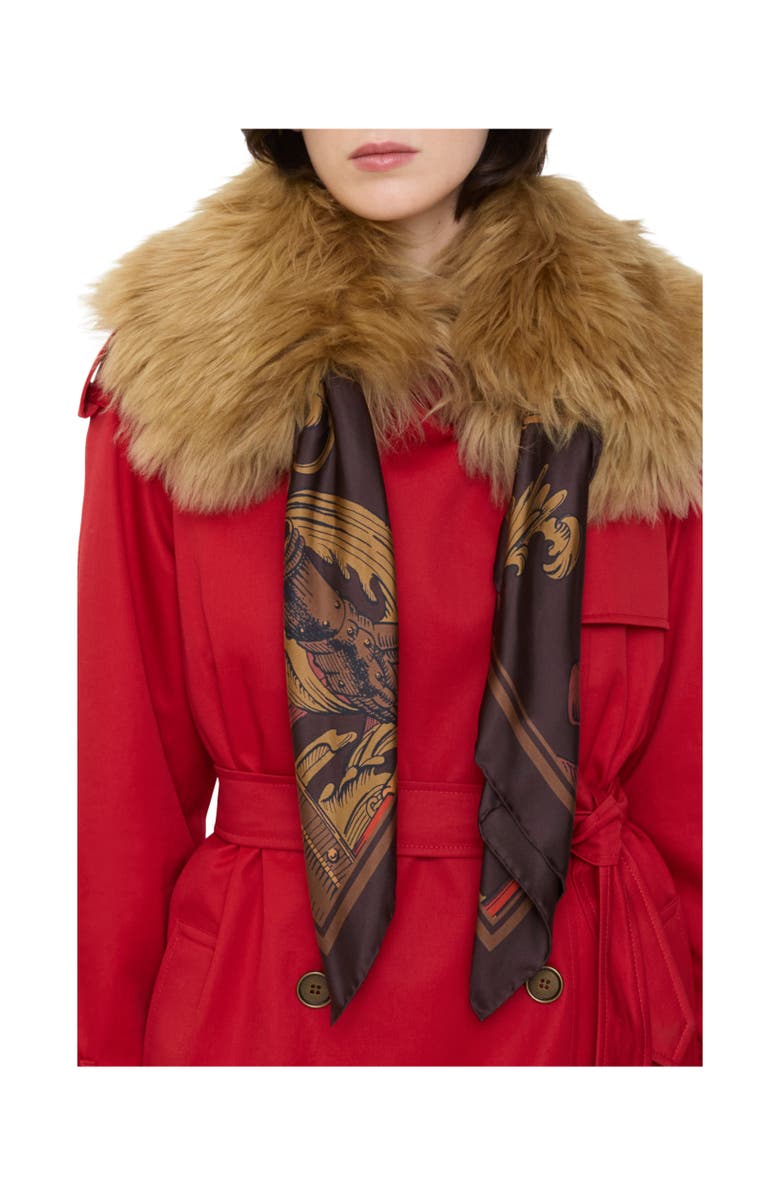 Burberry Scarf Trim Shearling Collar, Alternate, color, Chestnut Brown/Sand Beige