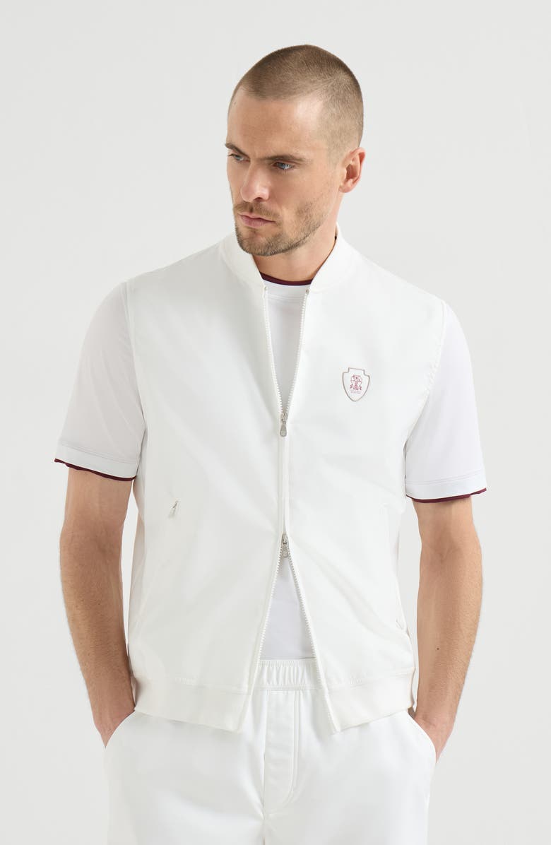 Brunello Cucinelli Nylon vest with logo, Alternate, color, White
