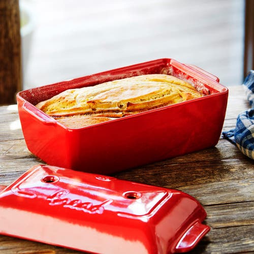 Emile Henry Bread Loaf Baker With Lid In Burgundy