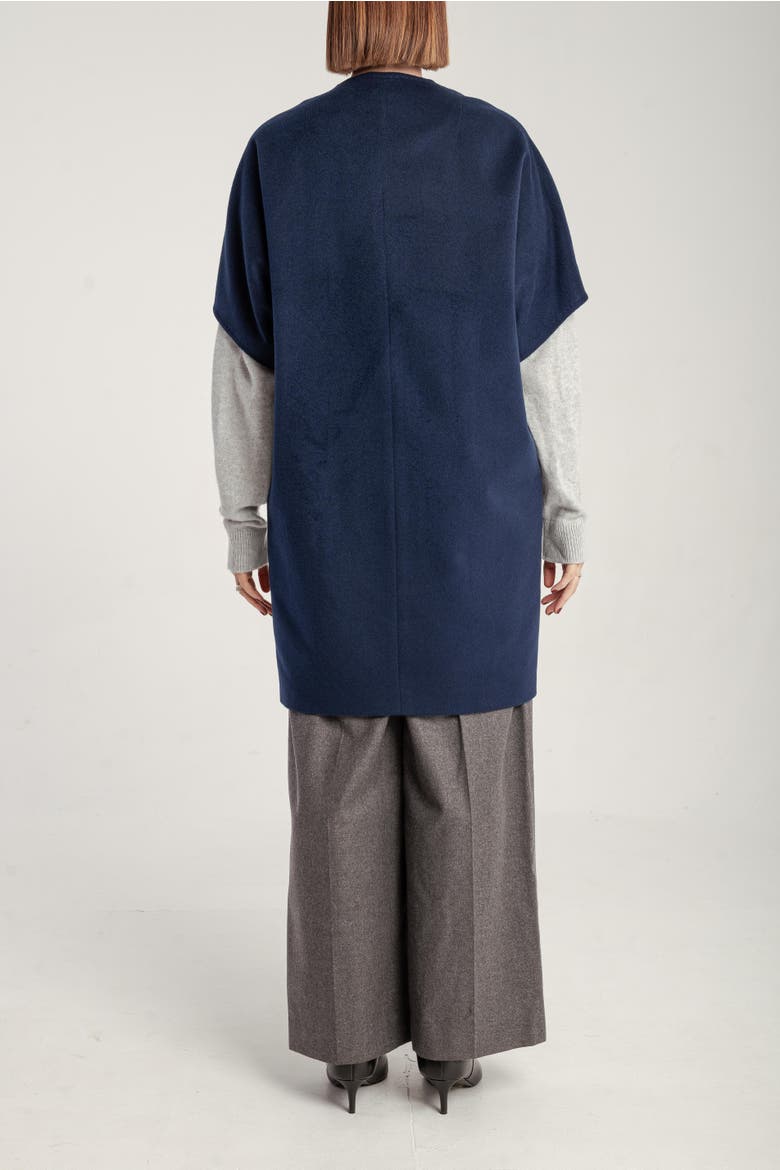 Cashmere Short Sleeve Crew Neck Coat, Alternate, color, Navy