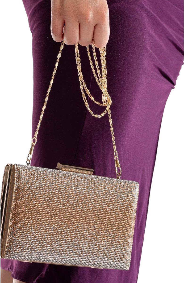 Forever & Always Shoes Clara Evening Clutch, Alternate, color, Rose Gold Glitter