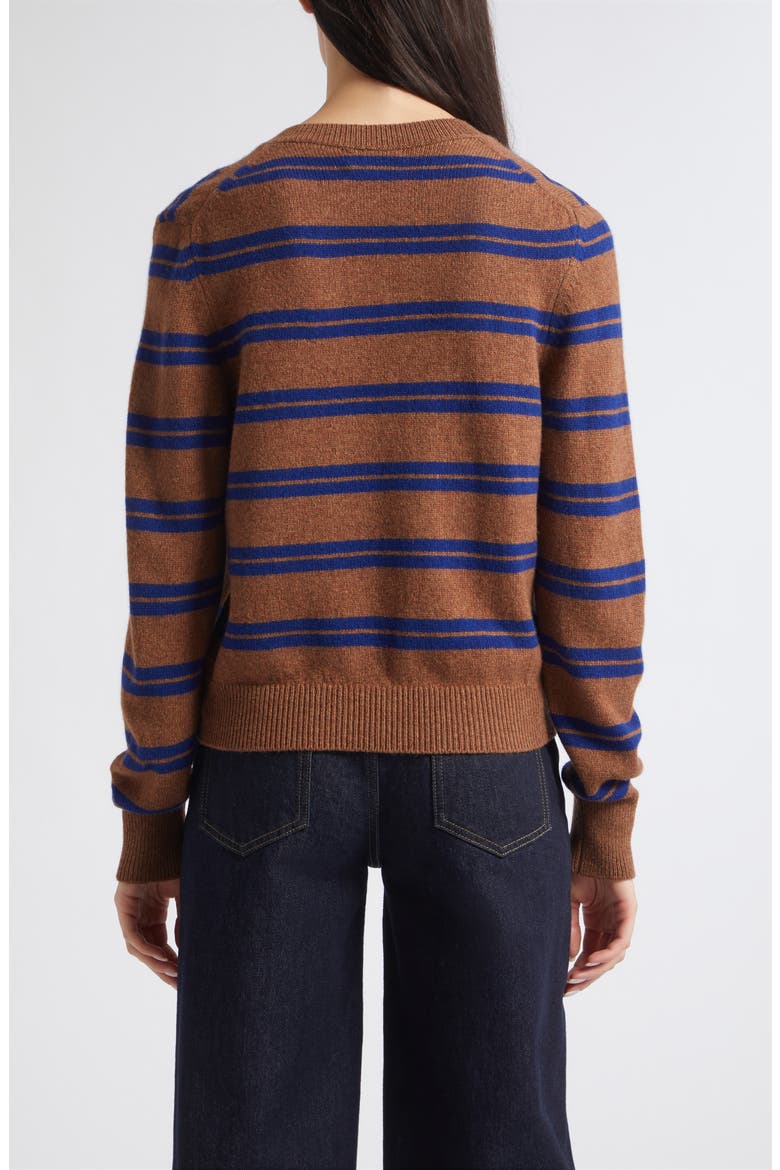 Sligo Shrunken Lambswool V-Neck Sweater, Alternate, color, HAZELNUT WITH BLUE