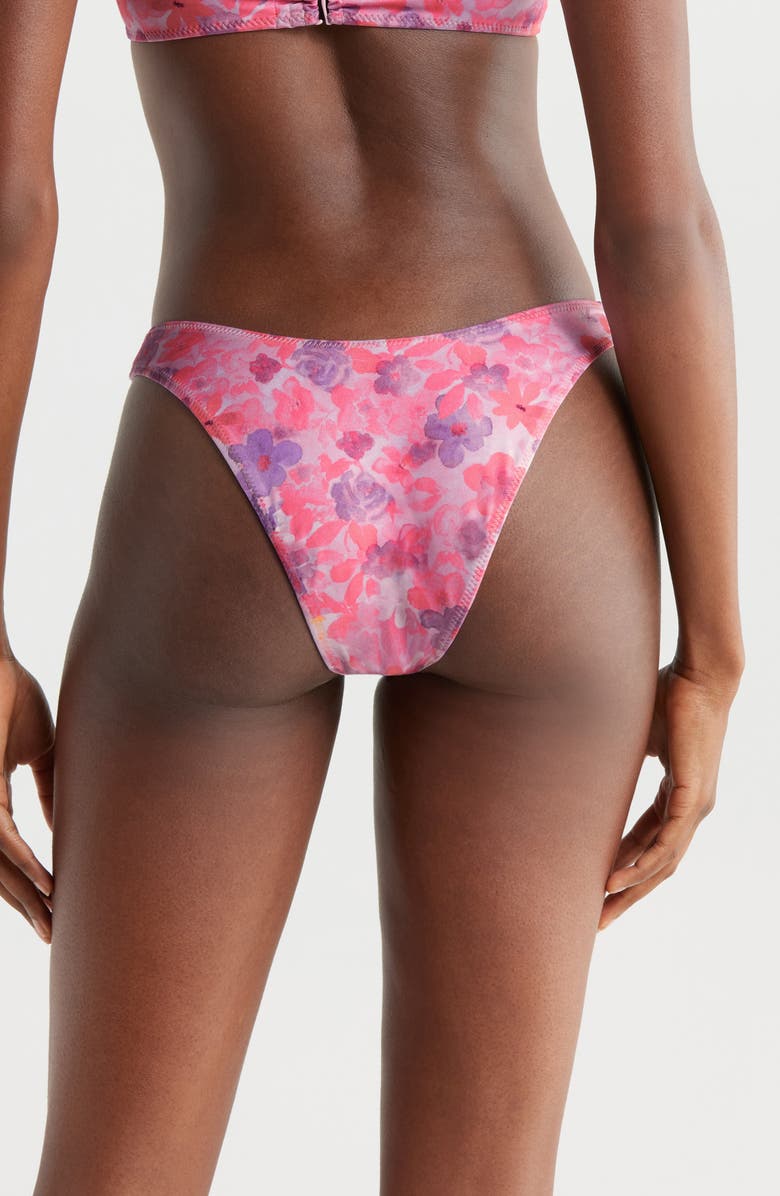 PacSun Dana Shine Bikini Bottoms, Alternate, color, Pink/ Purple Floral
