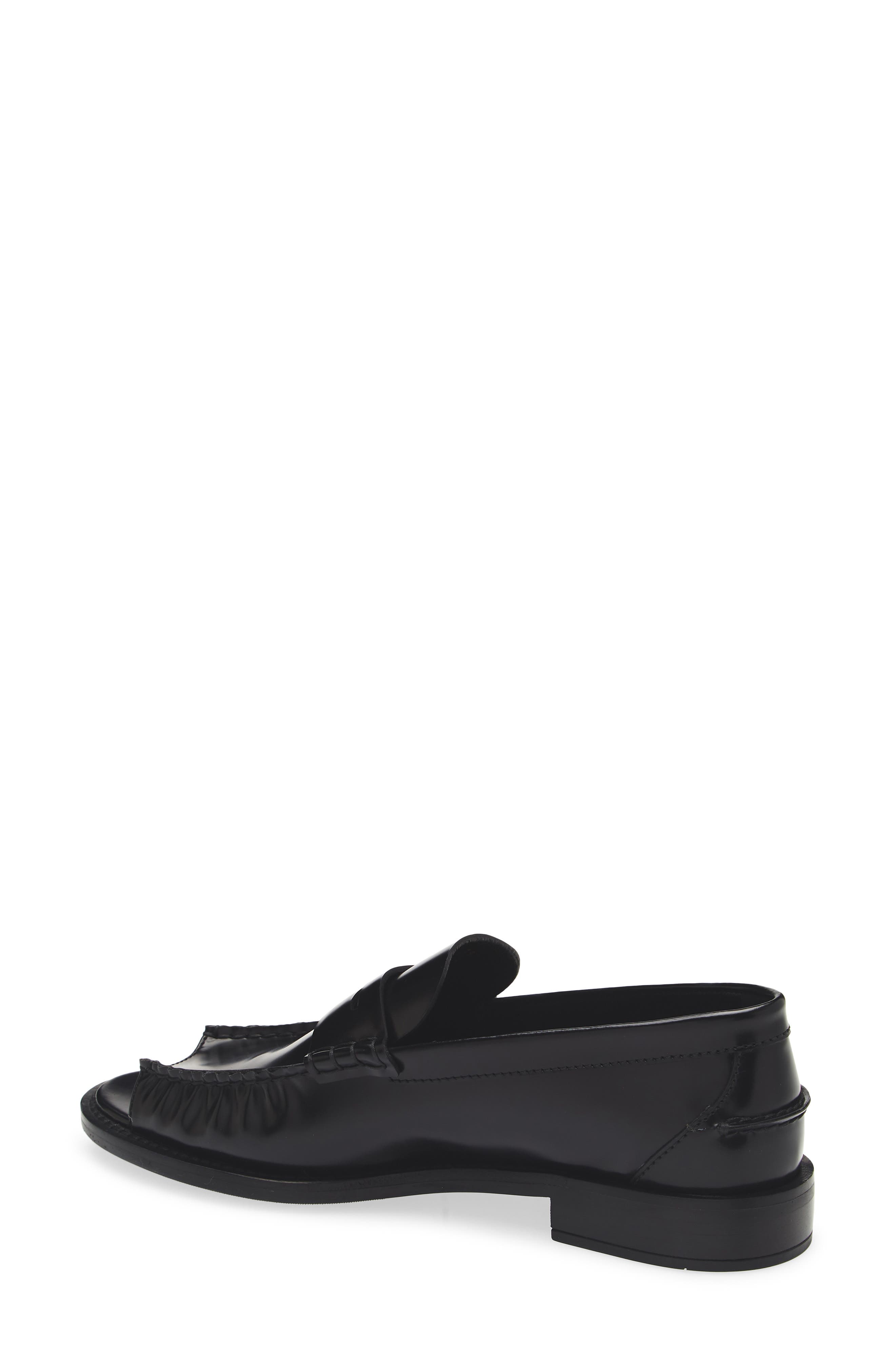 Prada Peep Toe Loafer, Alternate, color, Nero