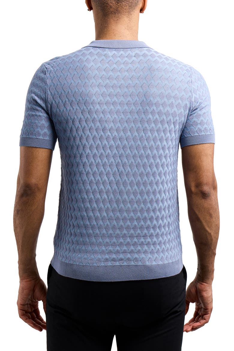 Quarter Zip Argyle Knit Polo, Alternate, color, SLATE BLUE