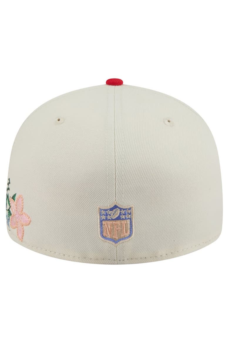 Men's New Era Cream/Red Kansas City Chiefs Tonal Floral 59FIFTY Fitted Hat, Alternate, color, Cream