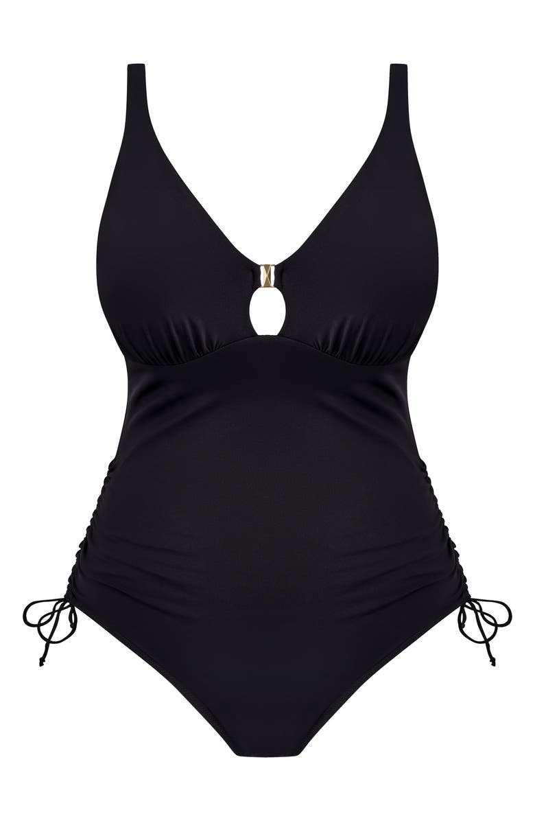 Fantasie Merissa Ruched Side One-Piece Swimsuit, Alternate, color, Black