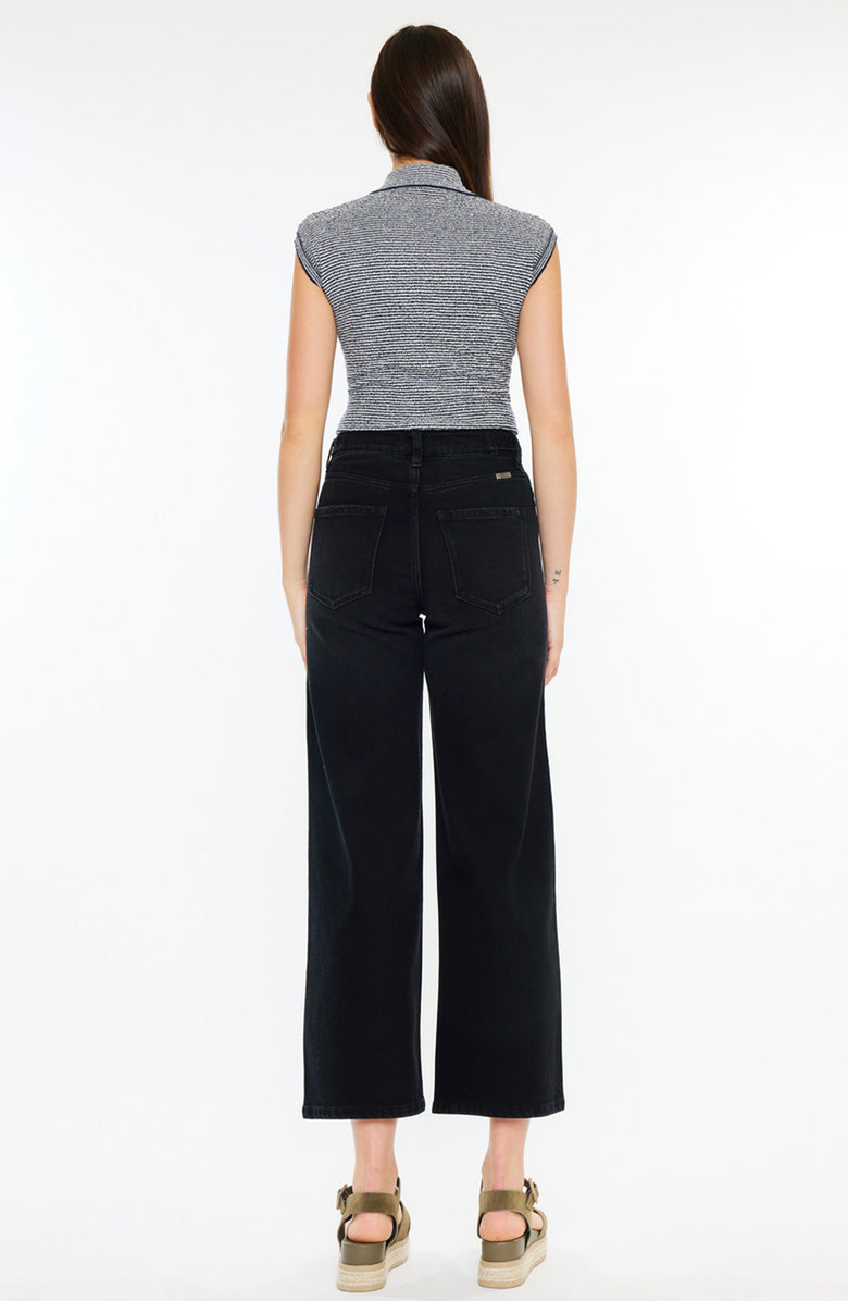 KanCan Victoria Ultra High Rise Cropped Wide Leg Jeans, Alternate, color, Black