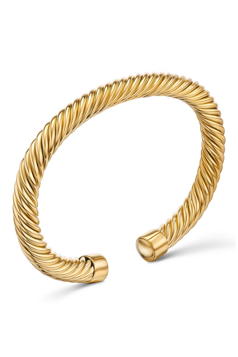 Men's Cable Cuff Bracelet in 18K Yellow Gold, 7mm, Alternate, color, 18K YELLOW GOLD