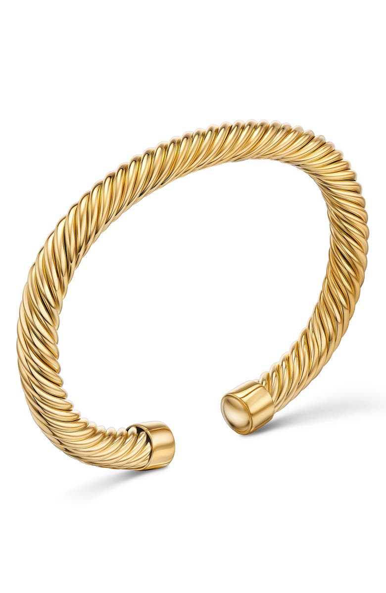 David Yurman Men's Cable Cuff Bracelet in 18K Yellow Gold, 7mm, Alternate, color, 18K Yellow Gold