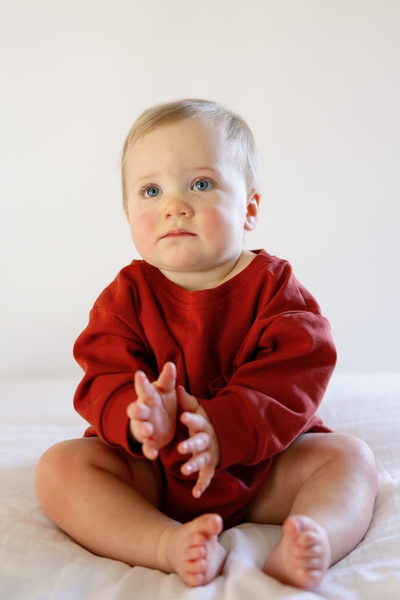 Harley Pocket Romper, Alternate, color, Brick