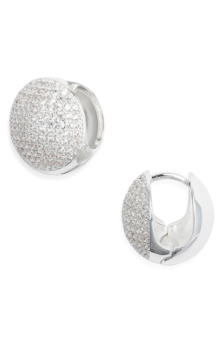 Nordstrom Pavé Orb Huggie Earrings, Main, color, Clear- Silver