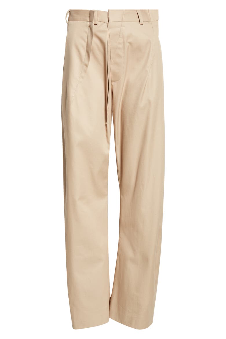 Pleated Cotton Gabardine Straight Leg Pants (Women) | Nordstrom