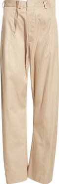 パンツ Mm6 Straight-Leg Trousers In Gabardine MM6 Maison Margiela Pleated Cotton Gabardine Straight Leg