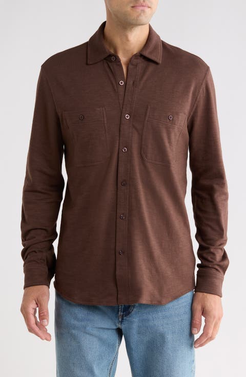 Knit Stretch Cotton Work Shirt