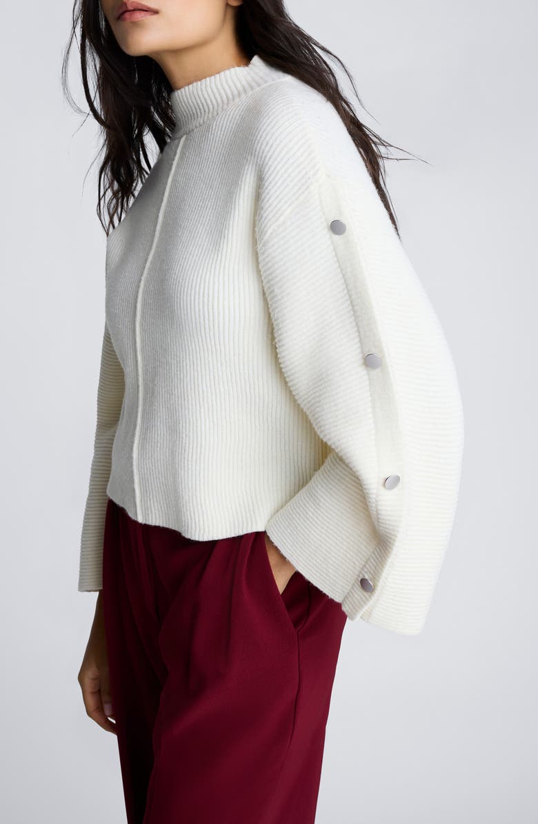 Kenneth Cole Rib Mock Neck Pullover, Alternate, color, Kc White