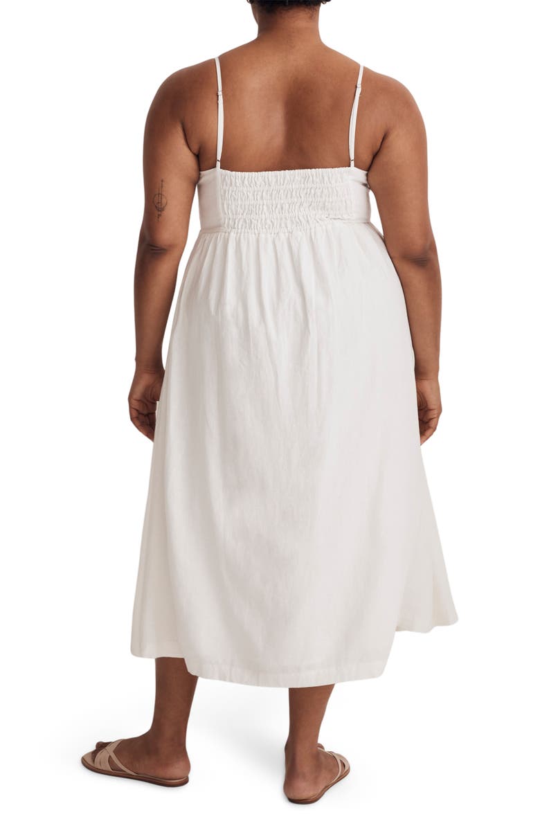 Madewell Double Tie Cutout Sweetheart Linen Blend Midi Dress, Alternate, color, 