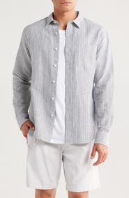 Vince Stripe Linen & Cotton Button-Up Shirt
