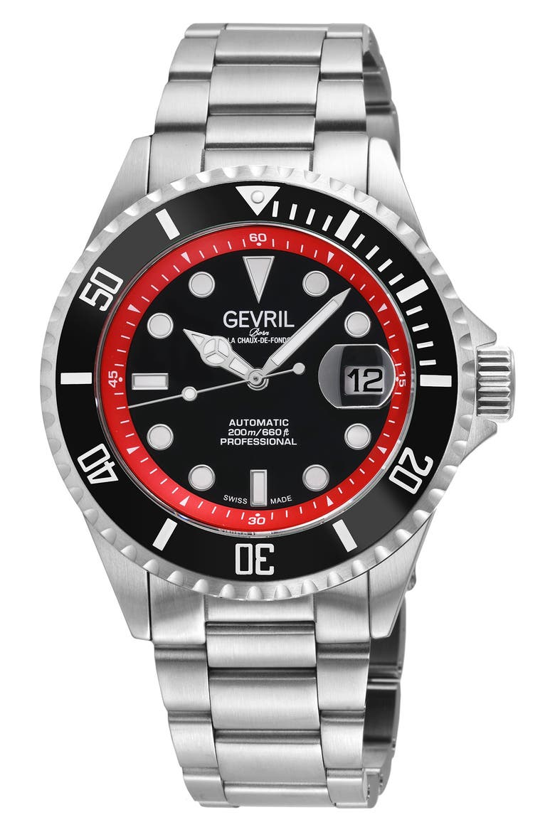Wall Street Bracelet Strap Automatic Watch, 43mm, Main, color, SILVER