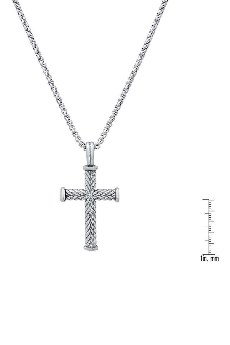 Men's Stainless Steel Twisted Cross Pendant Necklace, Alternate, color, SILVER