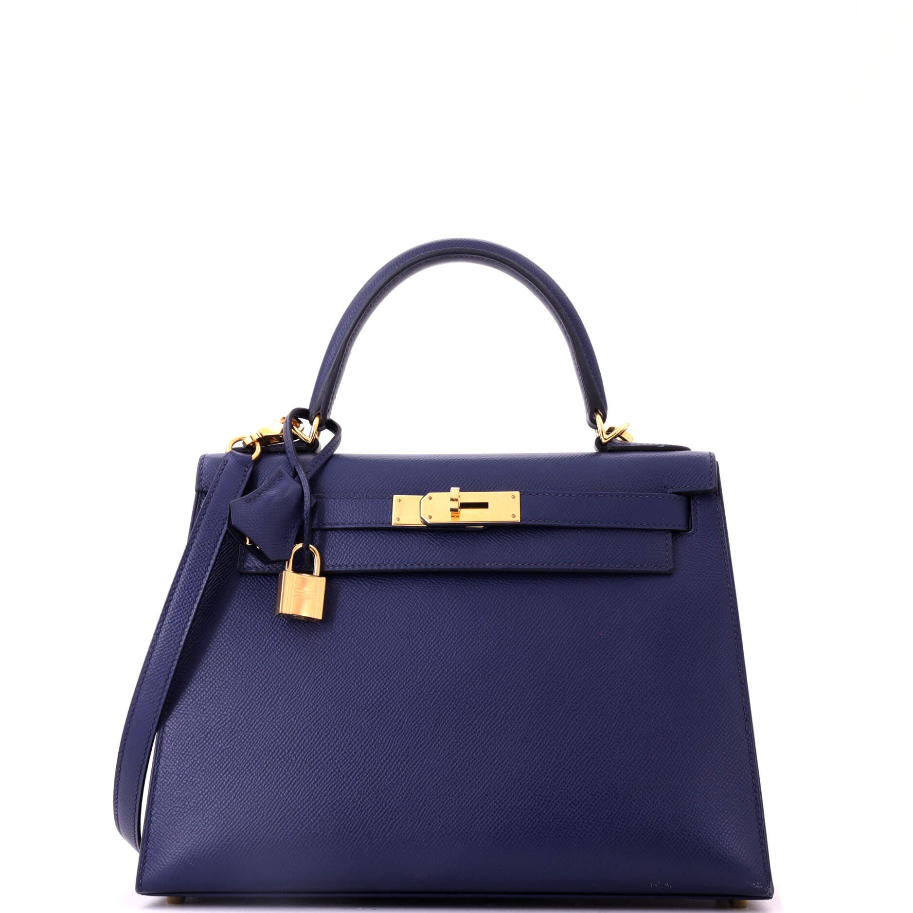 Kelly Handbag Blue Epsom with Gold Hardware 28, Main, color, Bleu Saphir