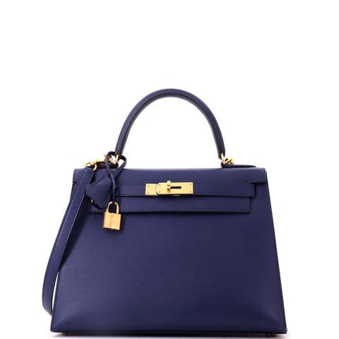 Kelly Handbag Blue Epsom with Gold Hardware 28