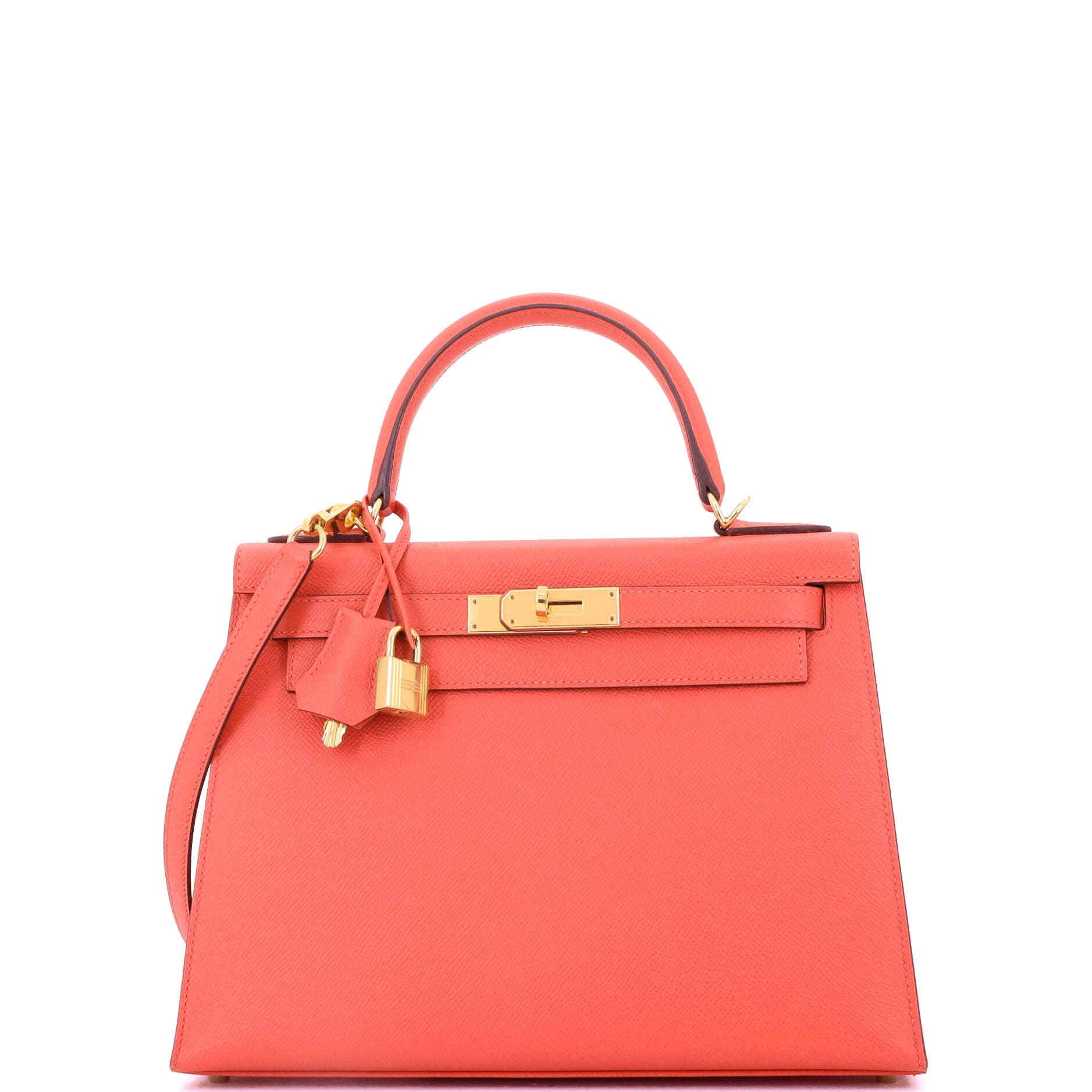 Pre-Owned Hermes Kelly Handbag Red Epsom with Gold Hardware 28, Main, color, Rouge Pivoine