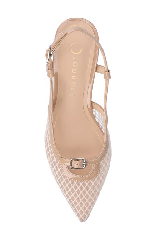 Shop Journee Collection Padma Slingback Kitten Heel Pump In Beige Mesh