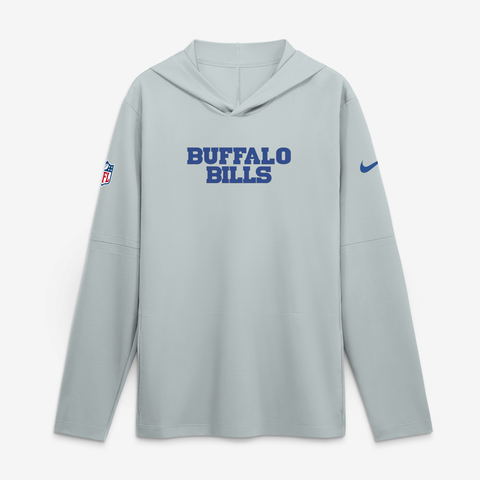 Men's Nike  Silver Buffalo Bills Rivalries Collection Sideline Lightweight Hooded Long Sleeve Top
