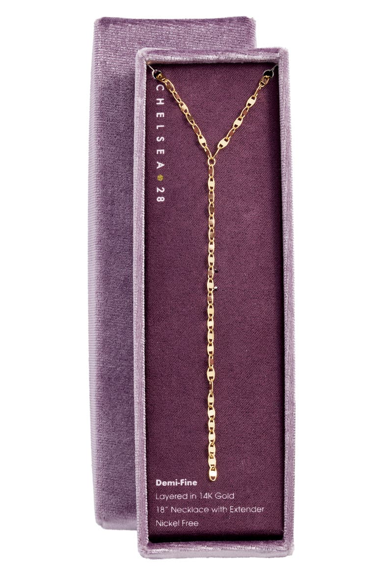 Demi Fine Shimmer Y-Necklace, Main, color, GOLD