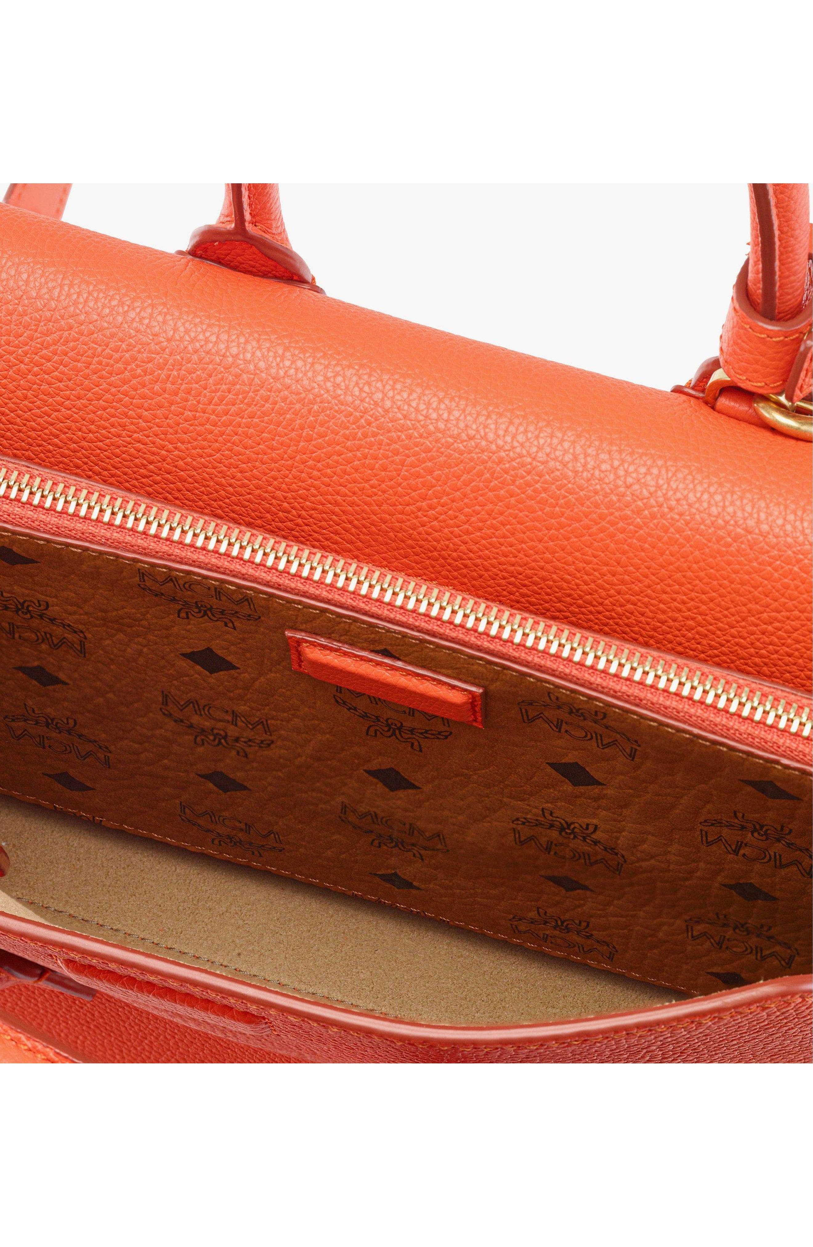 Small Milla Tote in Grained Leather, Alternate, color, Orangeade
