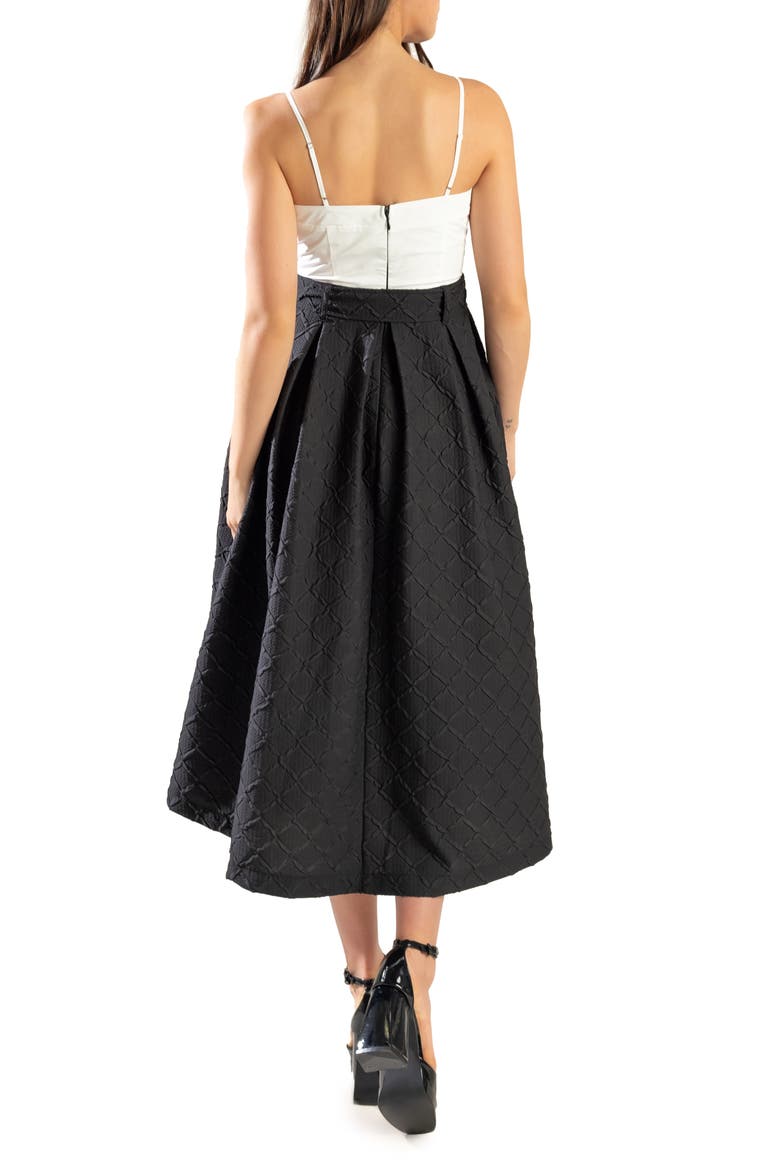 Jacquard Skirt A-Line Dress, Alternate, color, WHITE BLACK