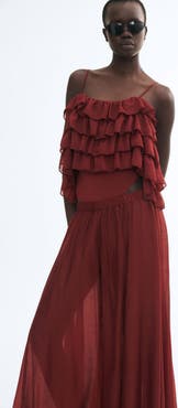 H&M Ruffled Open-Shoulder Bodysuit