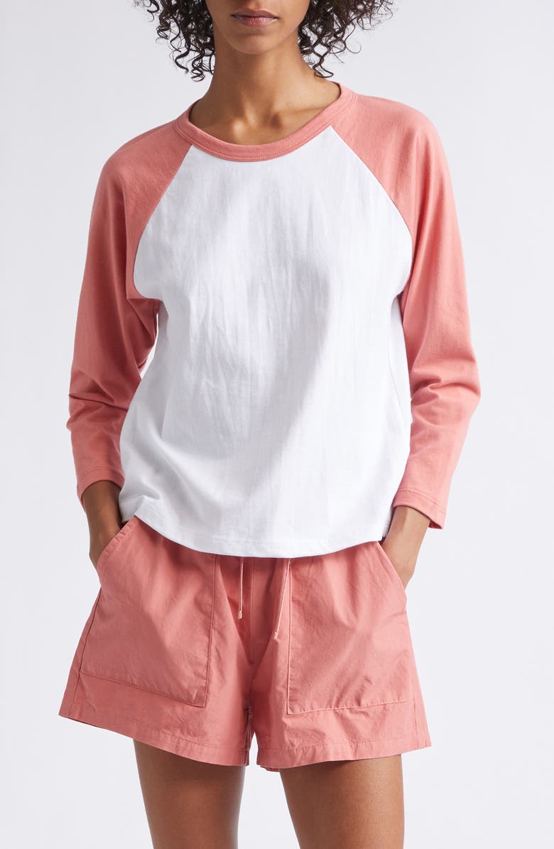 LESET Margo Baseball T-Shirt, Main, color, White/ Carnation