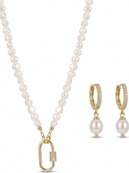 Joey Baby Taylor Freshwater Pearl Layered Necklace And Huggie Earring Set