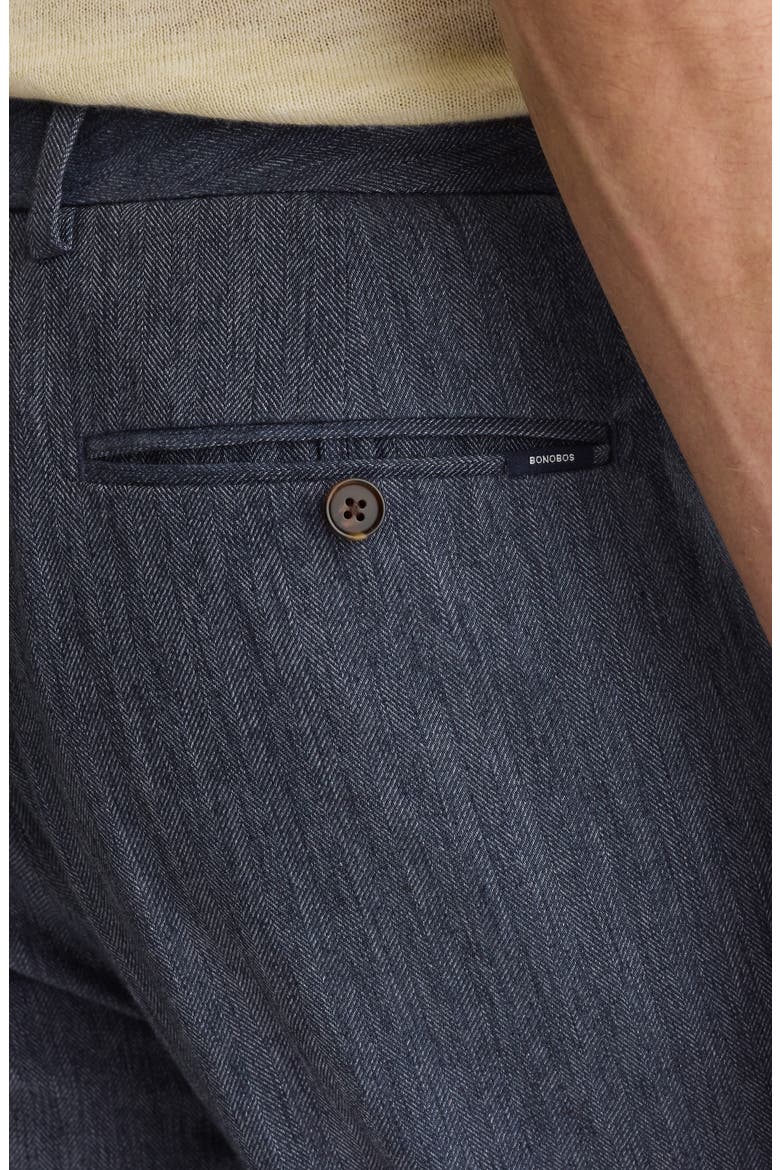 Primo Cotton & Linen Blend Chinos, Alternate, color, NAVY BLUE HERRINGBONE