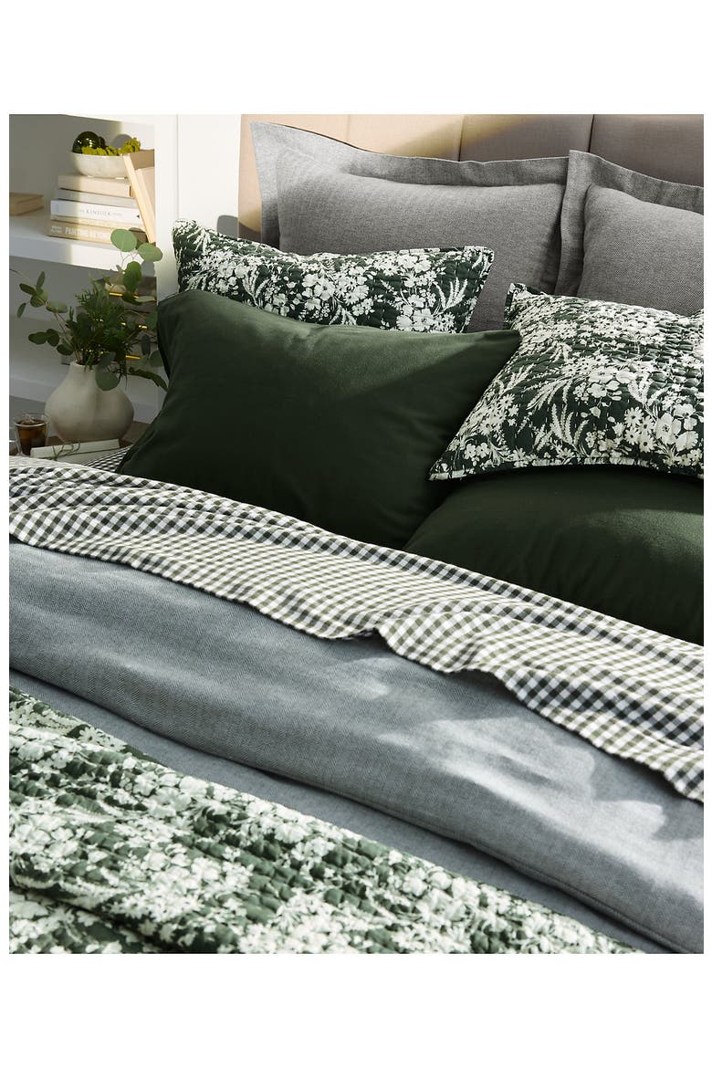 Seed Stitch Quilted Pillow Sham, Alternate, color, Fresh Evergreen Floral