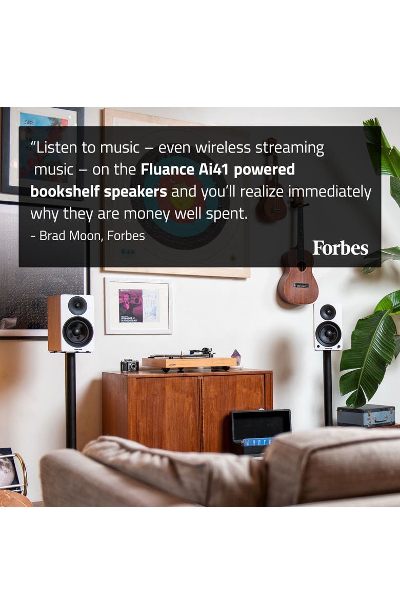 Fluance Powered 5'' Stereo Bookshelf Speakers for Turntable, TV PC & Bluetooth 5, Alternate, color, Black Ash