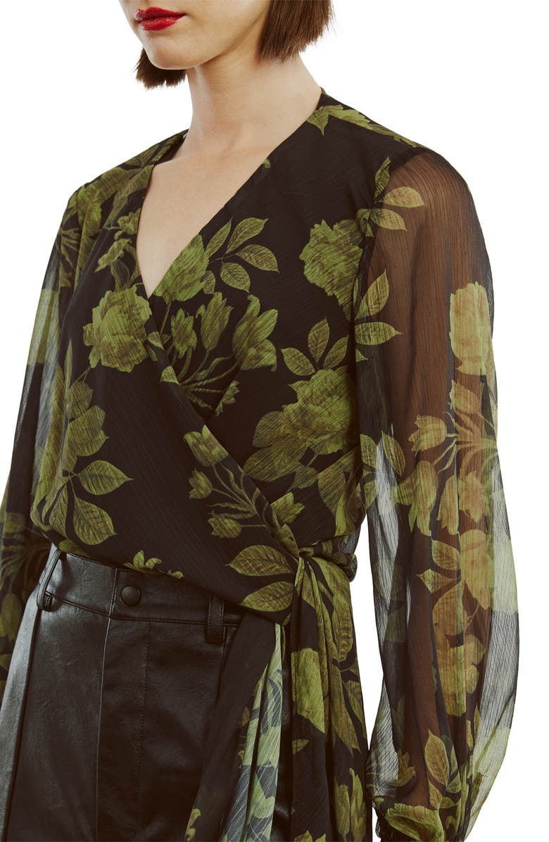 Bardot Diana Floral Georgette Wrap Top, Alternate, color, 