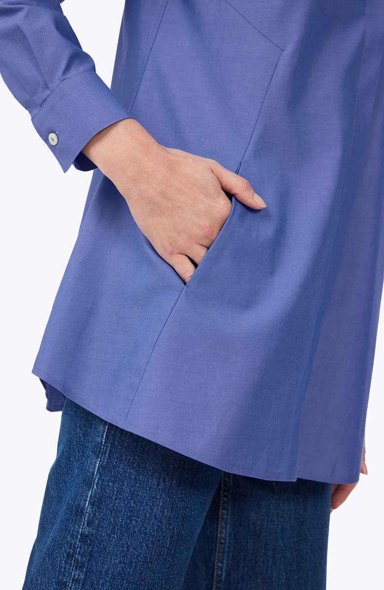 Foxcroft Cici Non-Iron Tunic Blouse, Alternate, color, Dark Chambray
