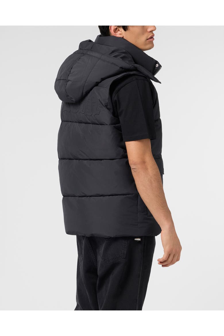 Nylon Puffer Vest Gothic Plein Men, Alternate, color, black
