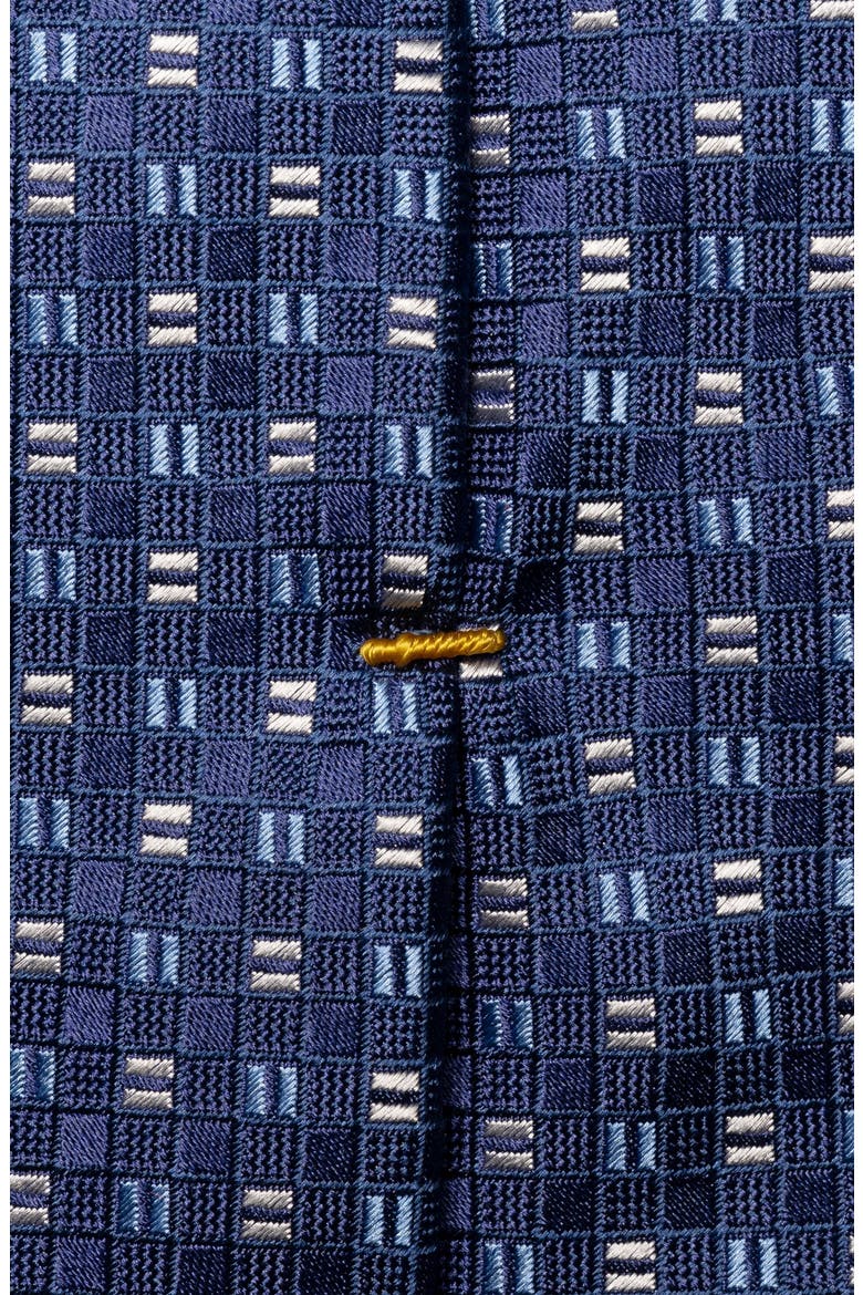 Square Geometric Silk Tie, Alternate, color, NAVY