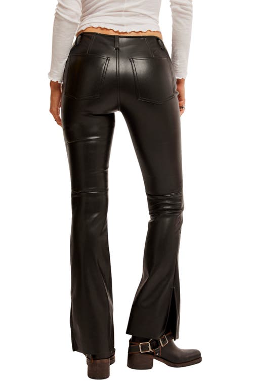 Free People Level Up Faux Leather Slit Cuff Pants In Black