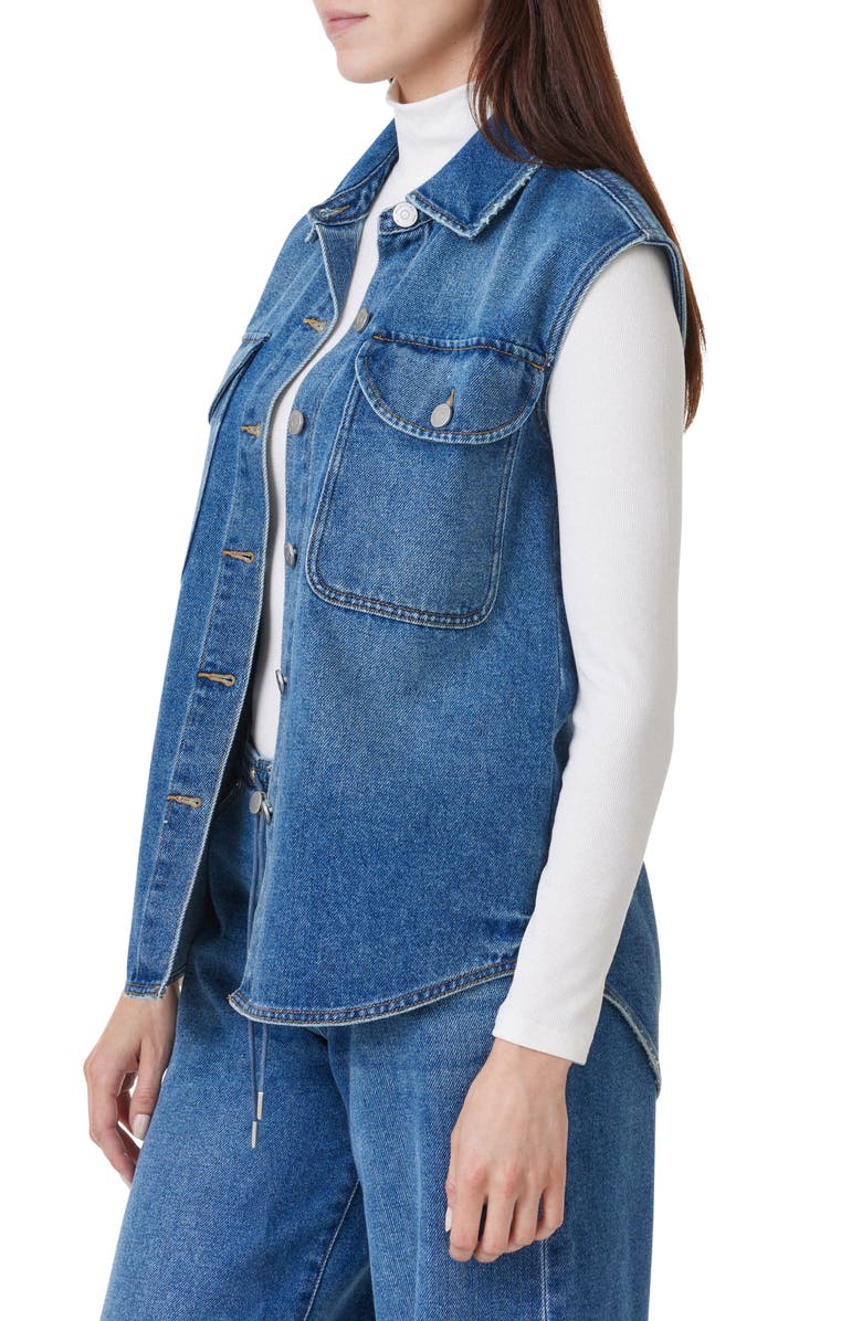 Habitual Curved Hem Denim Vest, Alternate, color, Baltic