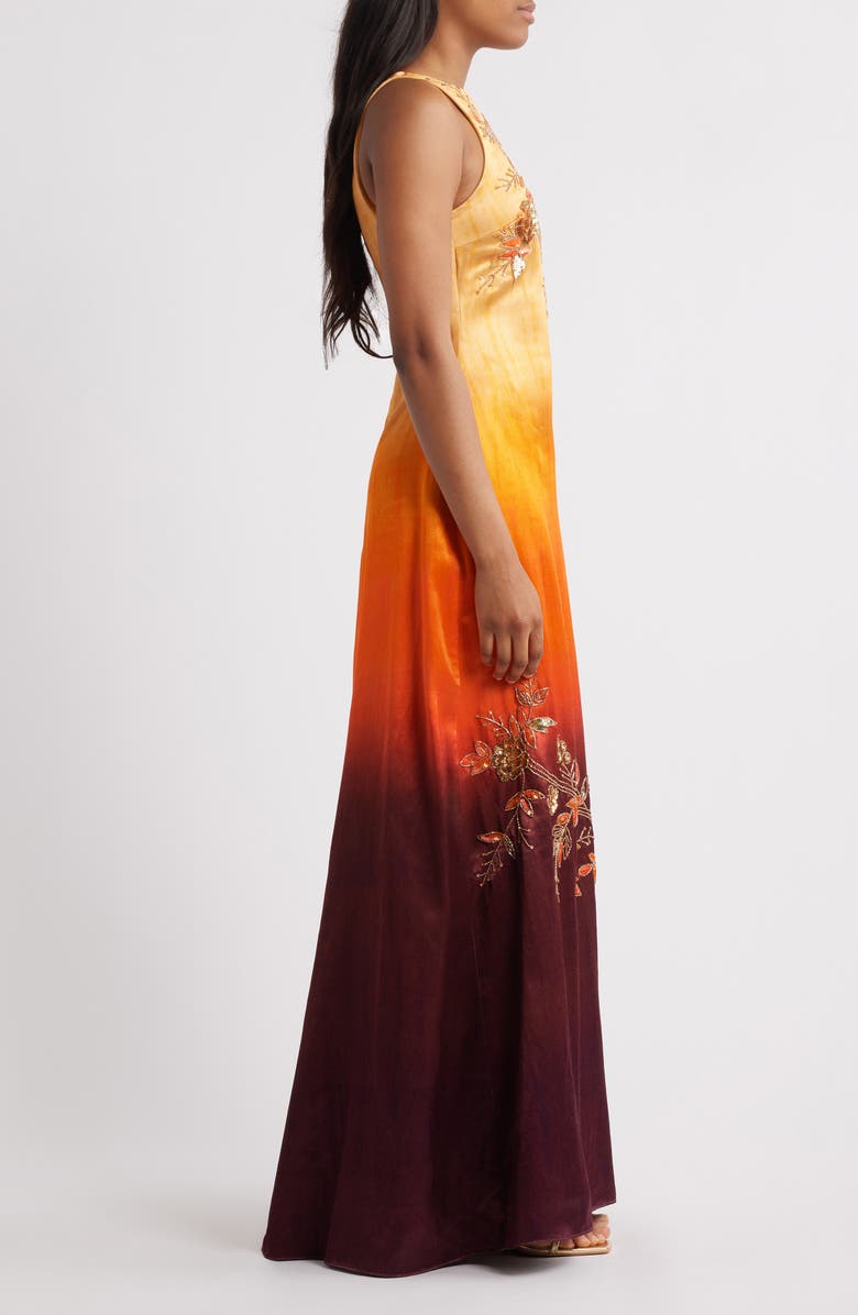 Sani Beaded Satin Gown, Alternate, color, Dusky Ember