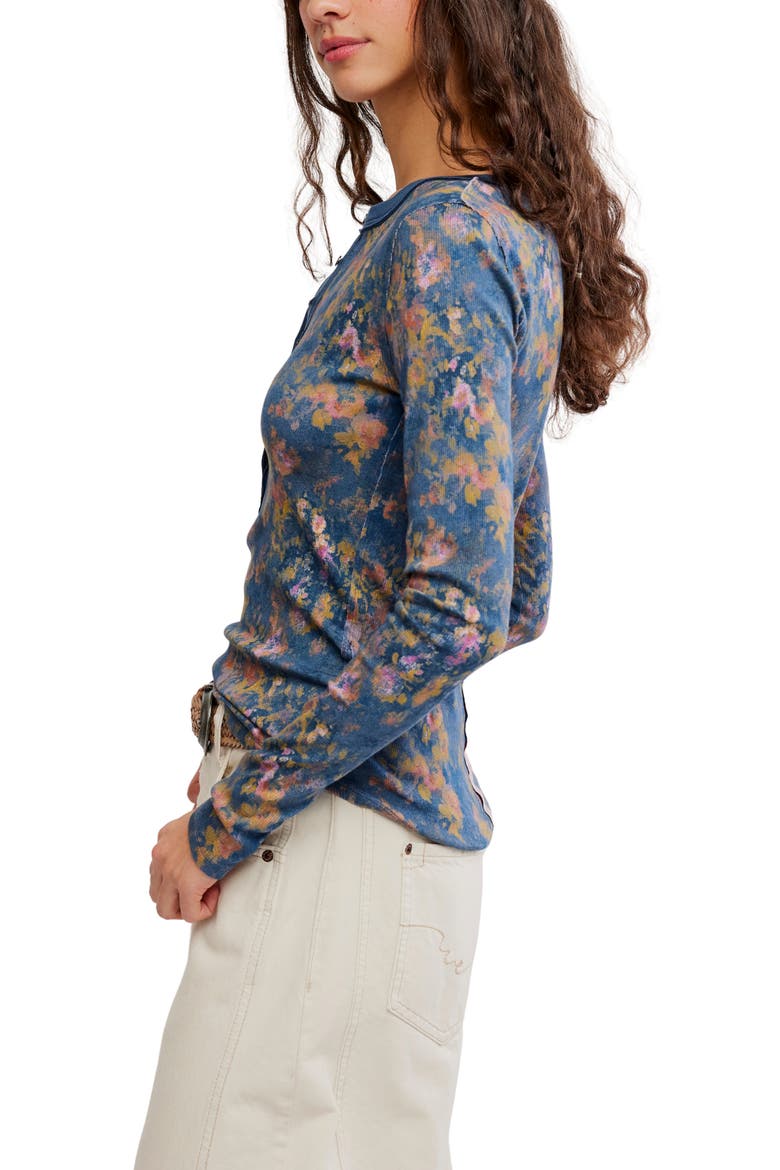 Jamie Printed Henley Tee, Alternate, color, FLORAL HAZE - NAVY
